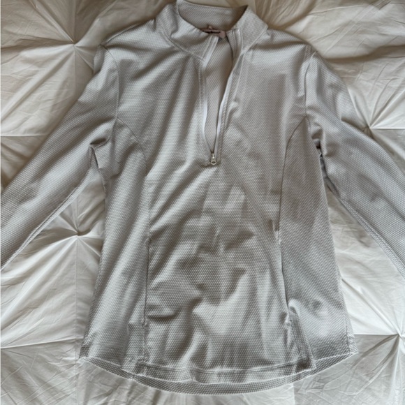Women's White Long Sleeve Athletic Pullover - Picture 1 of 3